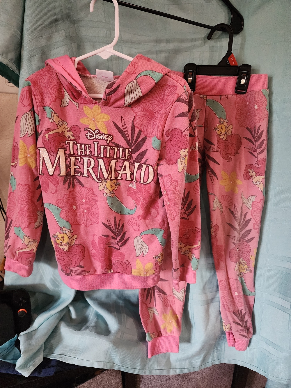 Pink & Aqua The Little Mermaid Girls Hooded Set Size 6